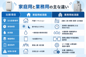 業務用給湯器と家庭用給湯器の違い