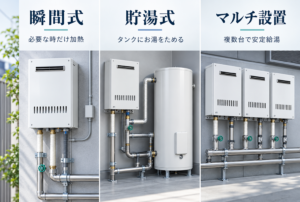 業務用給湯器　瞬間湯沸かし器・貯湯式・マルチ設置